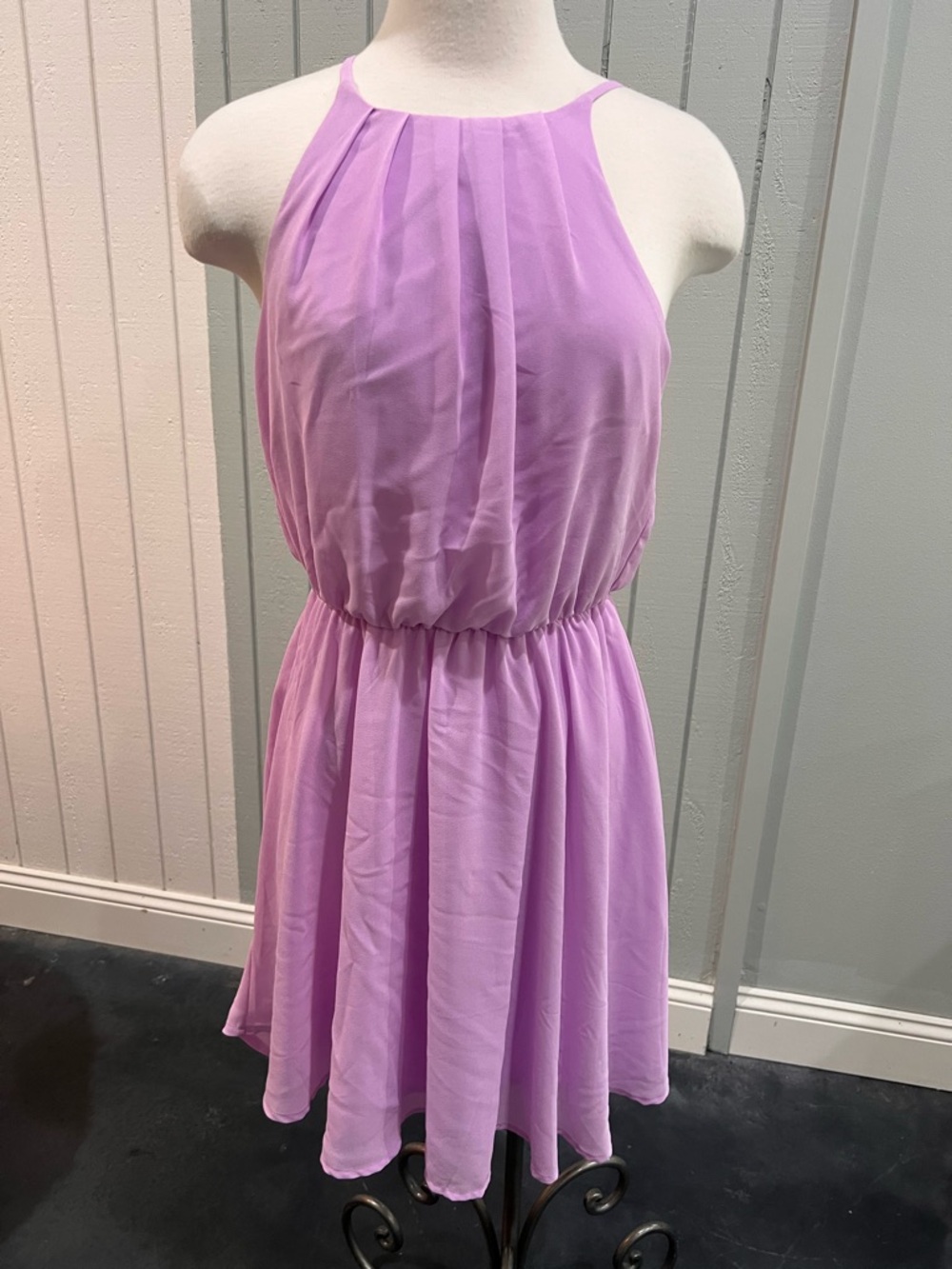 Blue Rain Lavender Halter Chiffon Cocktail Dress